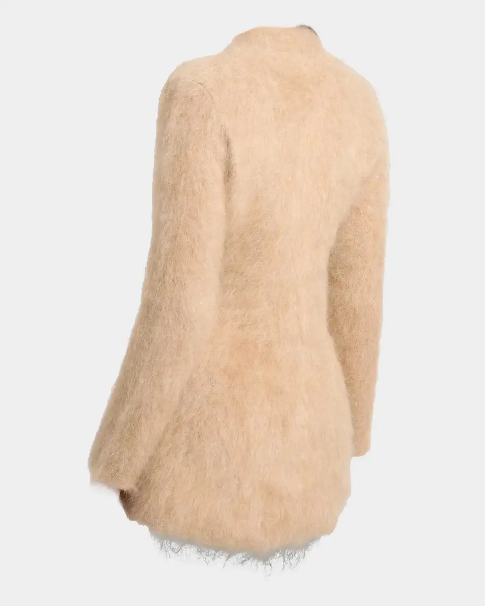 Proenza Schouler Aniza Fuzzy Mohair-Blend Crewneck Cardigan | Thumbnail 3