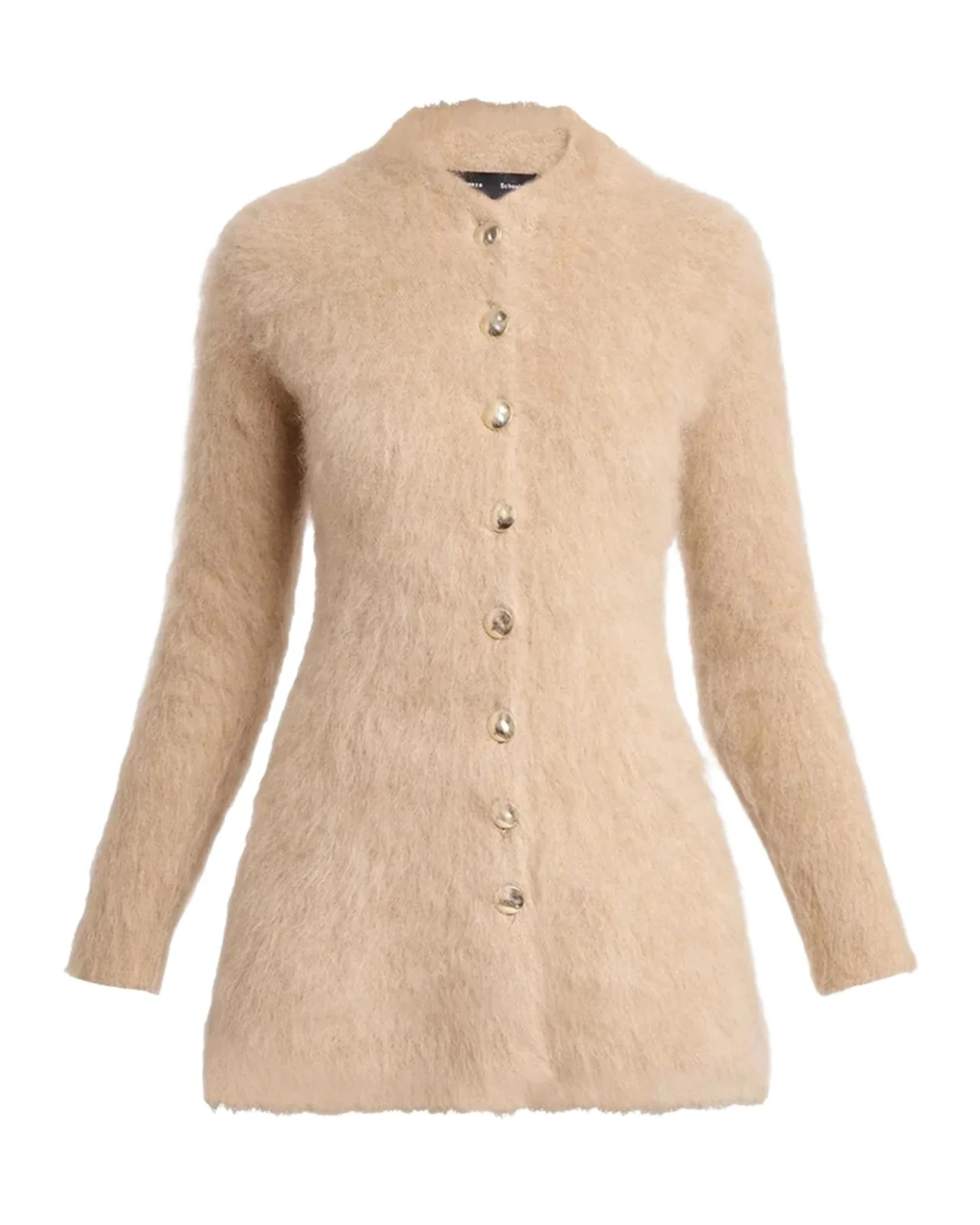 Proenza Schouler Aniza Fuzzy Mohair-Blend Crewneck Cardigan