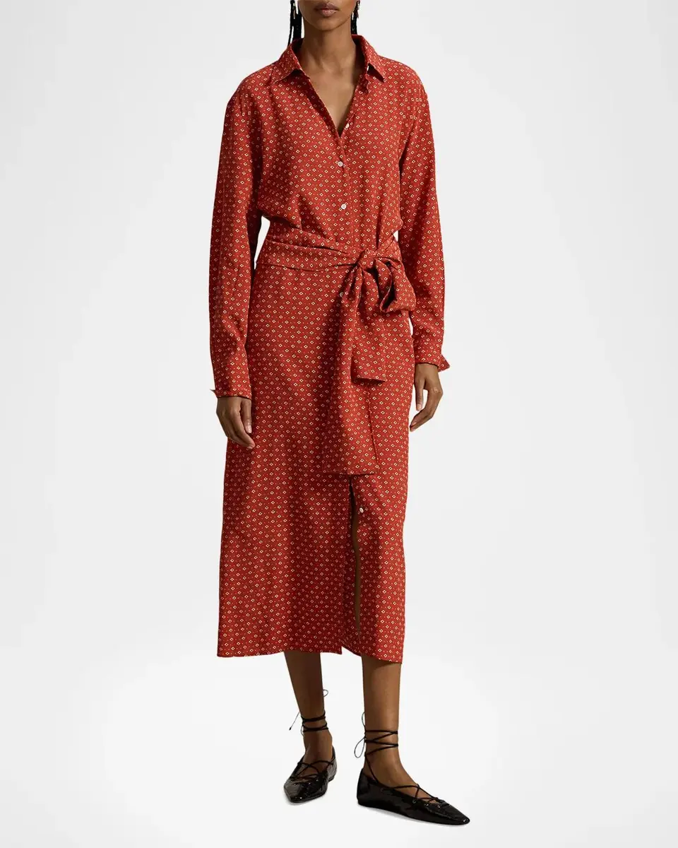 Polo Ralph Lauren Geometric Floral Print Midi Shirtdress | Thumbnail 4