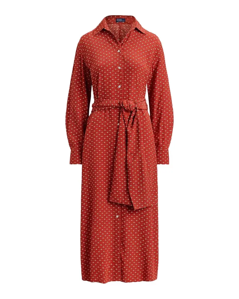 Geometric Floral Print Midi Shirtdress Geometric Floral Print Midi Shirtdress