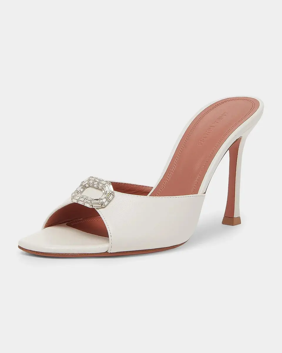 Amina Muaddi Mini Camelia 95MM Crystal-Embellished Leather Mules | Thumbnail 5 Amina Muaddi Mini Camelia 95MM Crystal-Embellished Leather Mules | Thumbnail 5