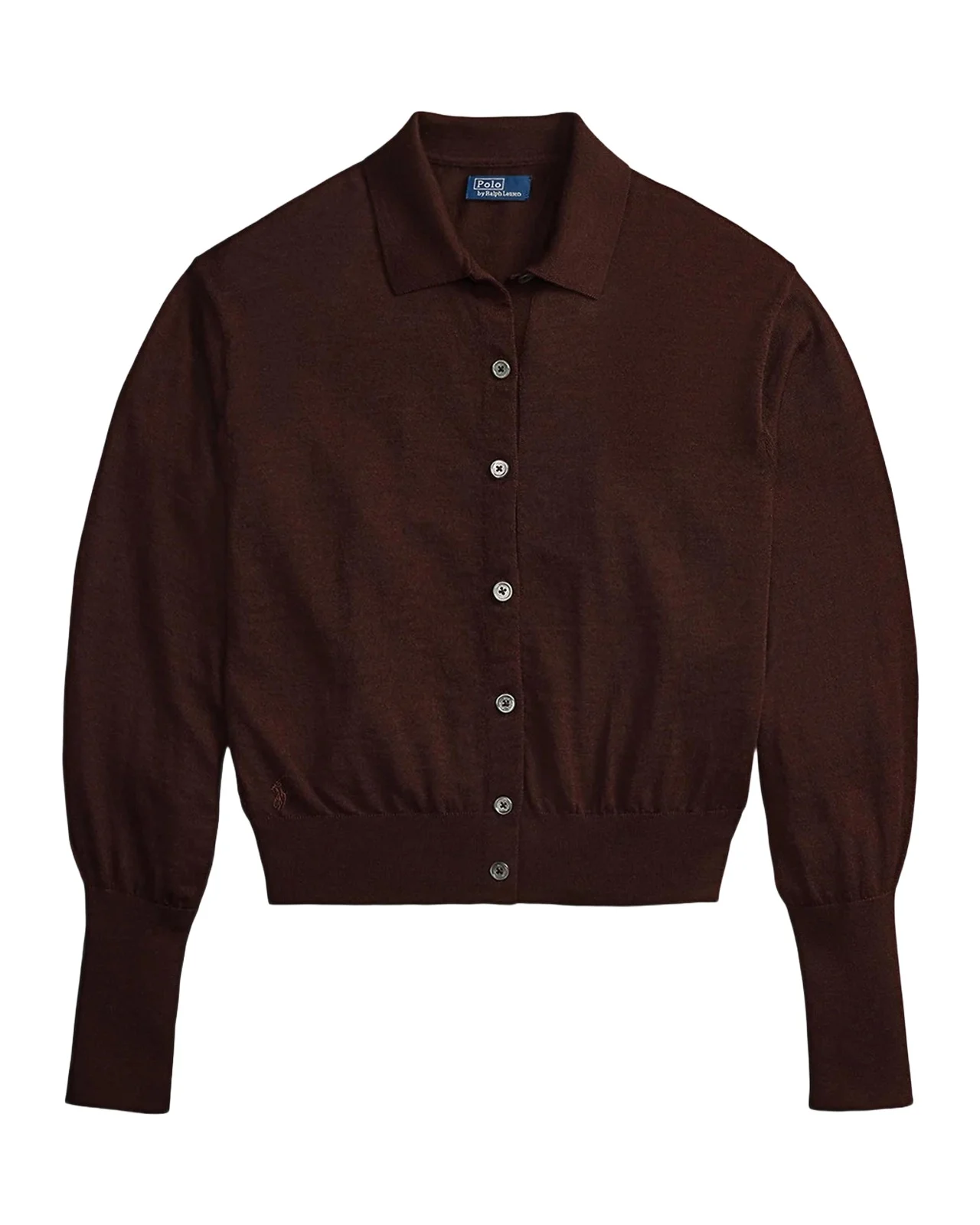 Polo-Collar Wool Blouson Cardigan