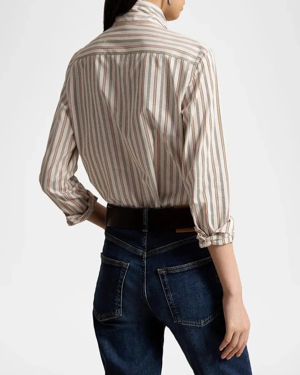 Polo Ralph Lauren Slim Fit Striped Cotton Tie-Neck Shirt | Thumbnail 3 Polo Ralph Lauren Slim Fit Striped Cotton Tie-Neck Shirt | Thumbnail 3