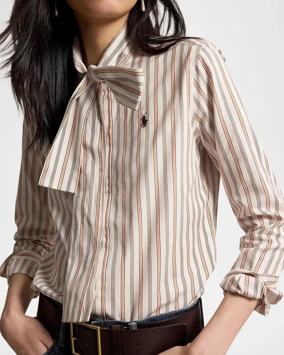 Polo Ralph Lauren Slim Fit Striped Cotton Tie-Neck Shirt | Thumbnail 5 Polo Ralph Lauren Slim Fit Striped Cotton Tie-Neck Shirt | Thumbnail 5