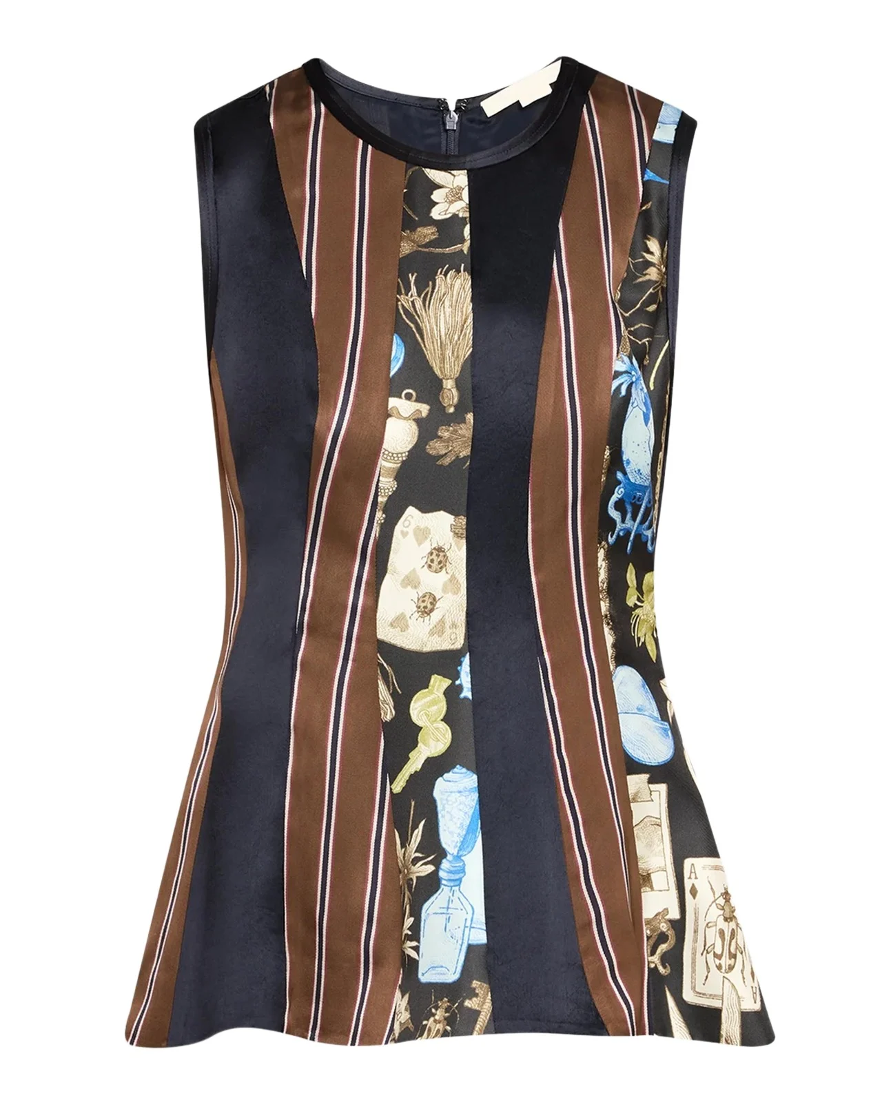 Jason Wu Collection Mixed-Media Paneled Sleeveless Peplum Top