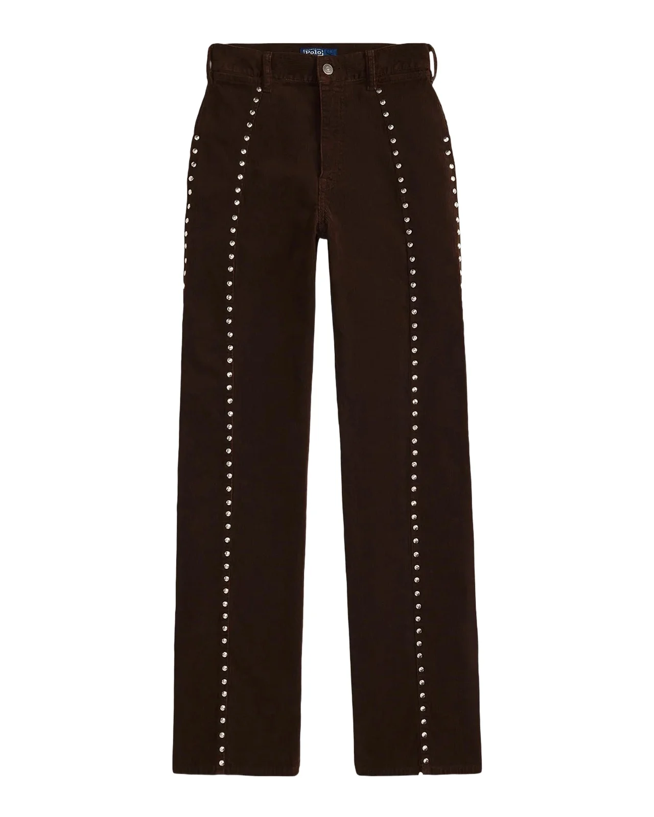 Studded Corduroy Straight-Leg Pants