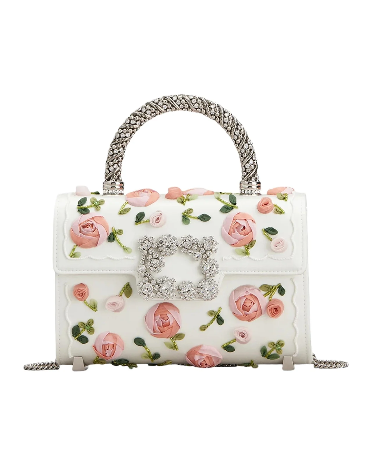 Roger Vivier Efflorescence Mini Beaded Floral Top-Handle Bag