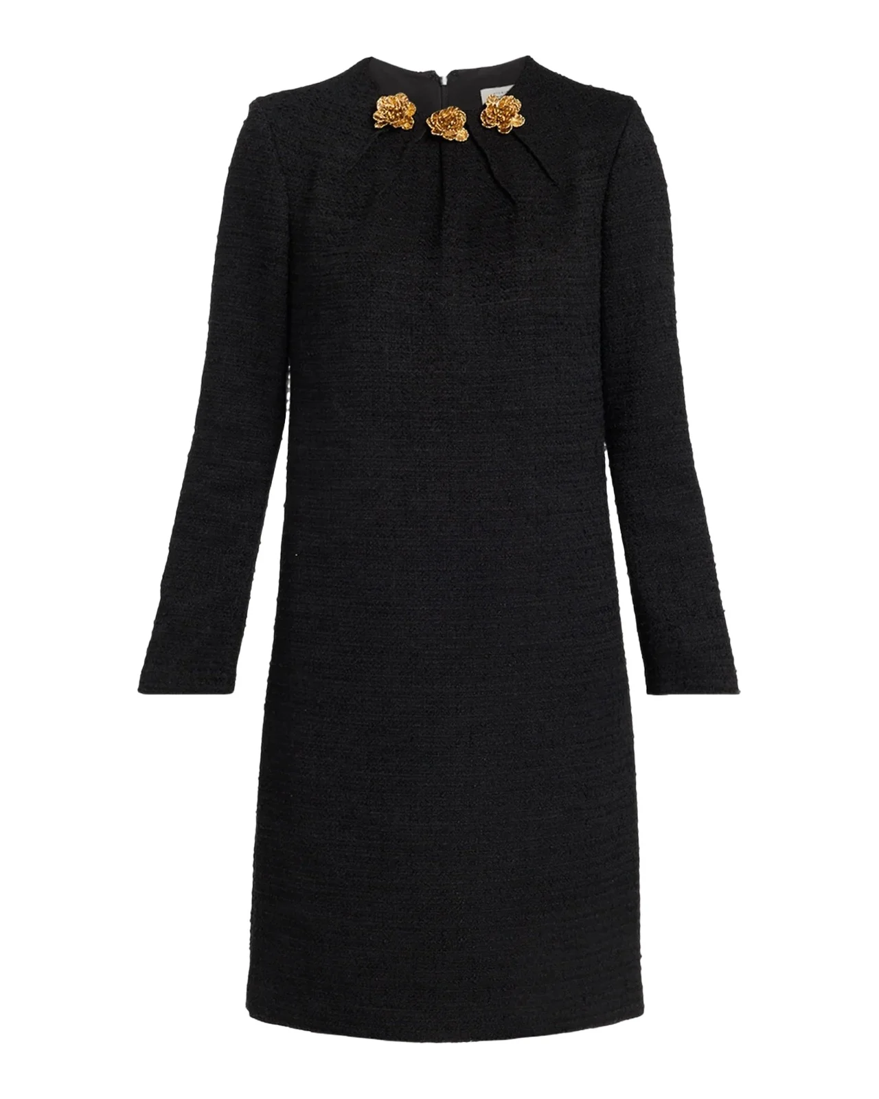 Floral Applique Tweed Shift Dress Floral Applique Tweed Shift Dress