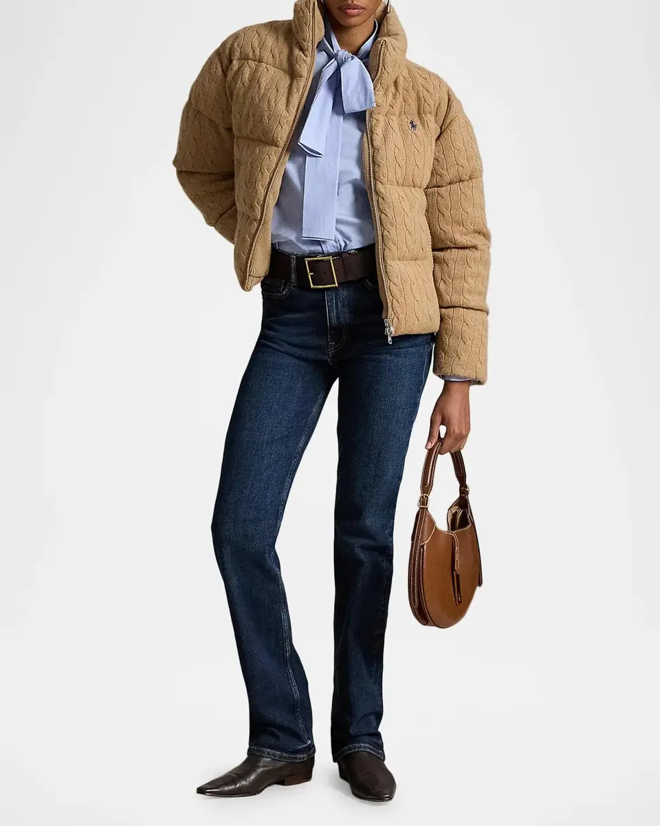 Polo Ralph Lauren Cable-Knit Wool-Cashmere Puffer Jacket | Thumbnail 2