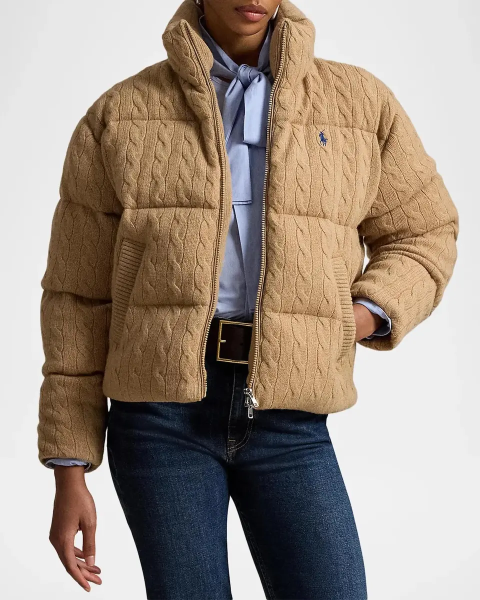 Polo Ralph Lauren Cable-Knit Wool-Cashmere Puffer Jacket | Thumbnail 4