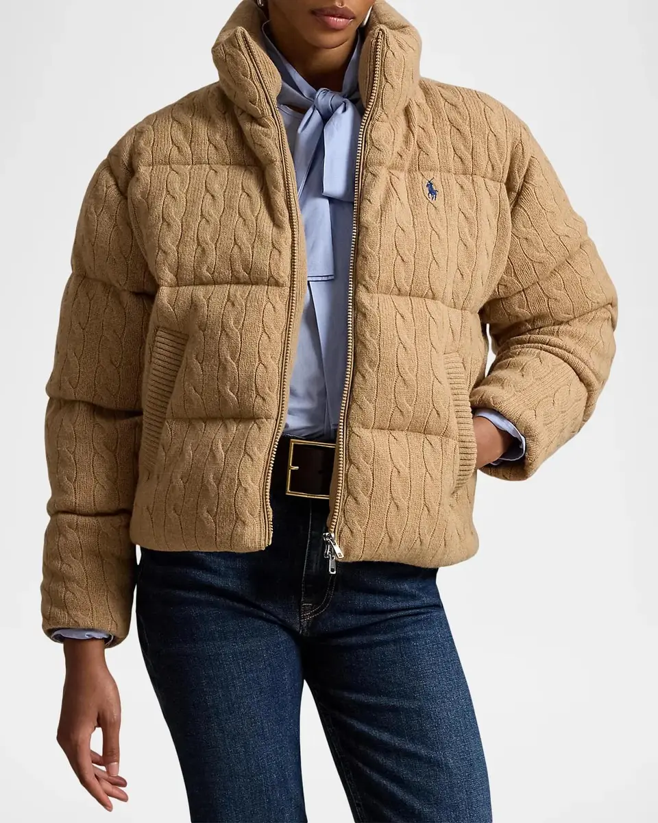 Polo Ralph Lauren Cable-Knit Wool-Cashmere Puffer Jacket | Thumbnail 6