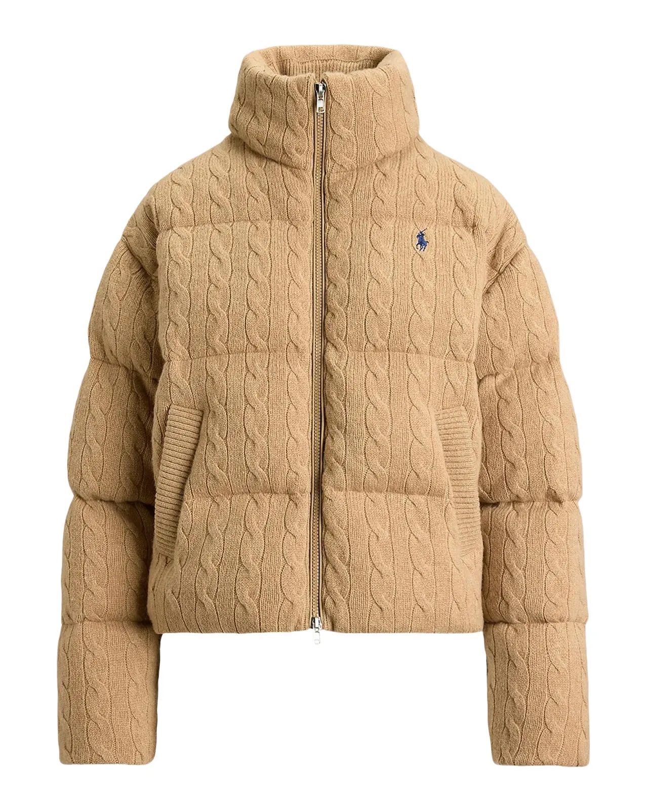 Polo Ralph Lauren Cable-Knit Wool-Cashmere Puffer Jacket