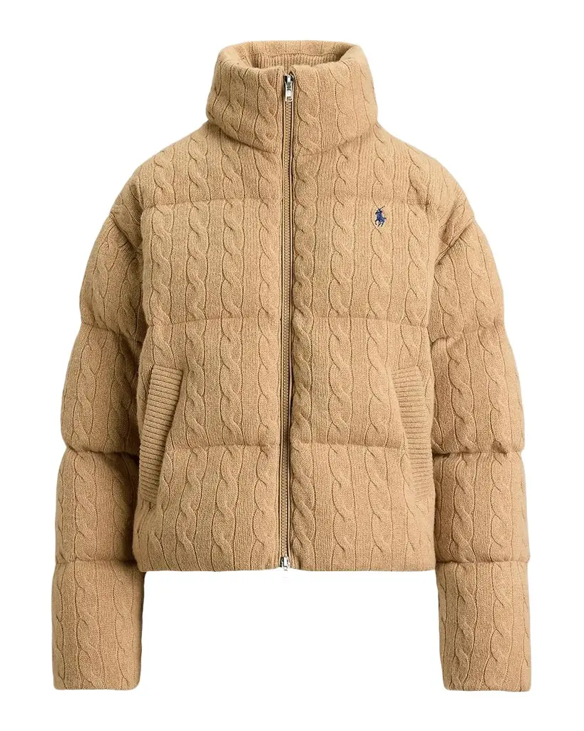 Polo Ralph Lauren Cable-Knit Wool-Cashmere Puffer Jacket