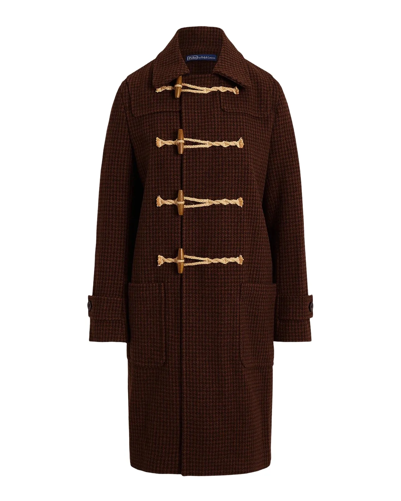 Houndstooth Wool Toggle Coat