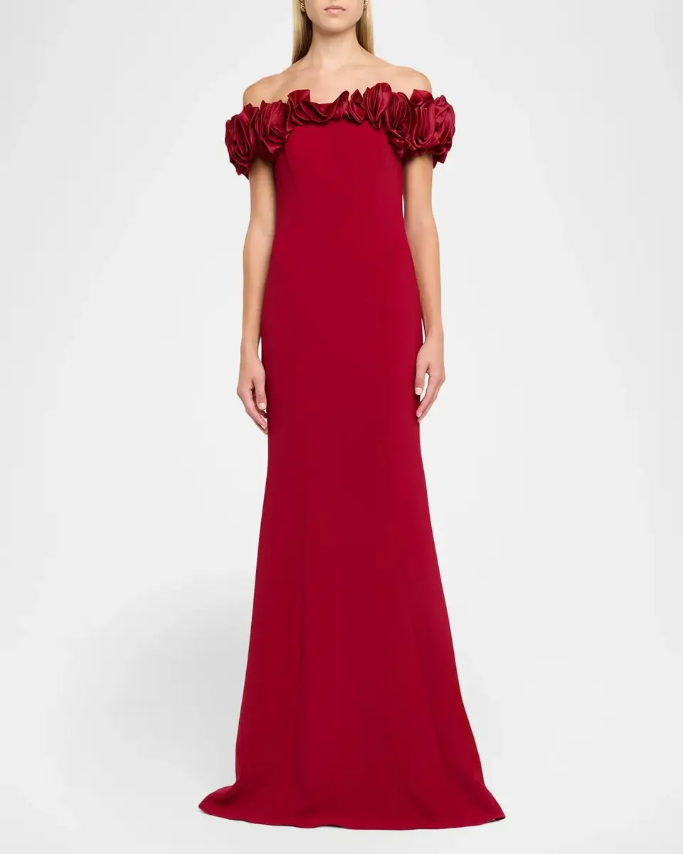 Rickie Freeman for Teri Jon Ruffle Off-Shoulder Crepe Gown | Thumbnail 2 Rickie Freeman for Teri Jon Ruffle Off-Shoulder Crepe Gown | Thumbnail 2