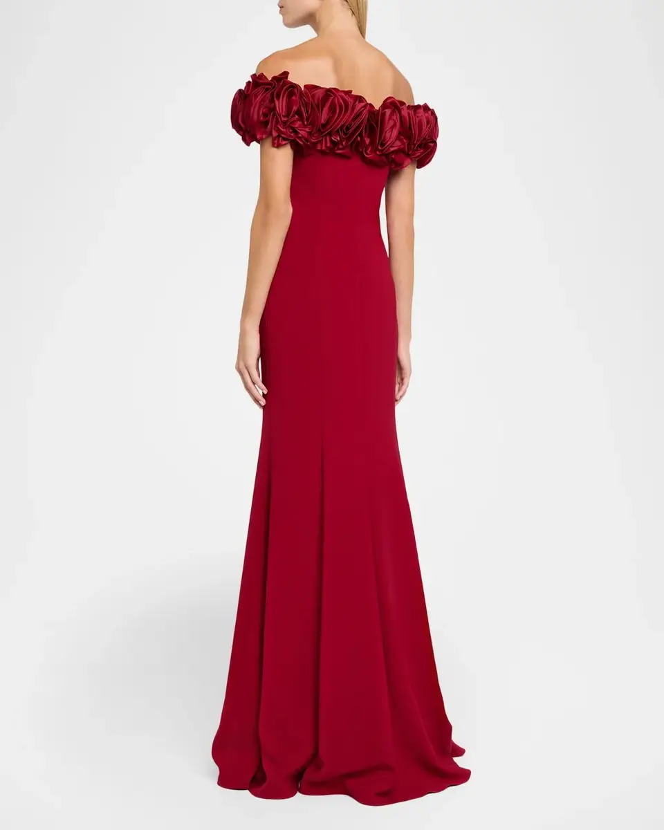 Rickie Freeman for Teri Jon Ruffle Off-Shoulder Crepe Gown | Thumbnail 3 Rickie Freeman for Teri Jon Ruffle Off-Shoulder Crepe Gown | Thumbnail 3