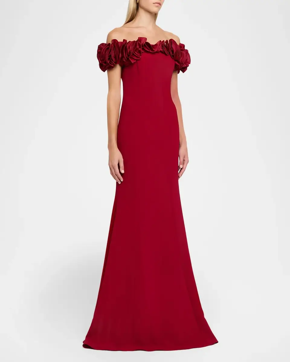Rickie Freeman for Teri Jon Ruffle Off-Shoulder Crepe Gown | Thumbnail 4 Rickie Freeman for Teri Jon Ruffle Off-Shoulder Crepe Gown | Thumbnail 4