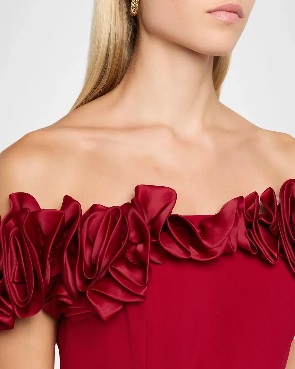 Rickie Freeman for Teri Jon Ruffle Off-Shoulder Crepe Gown | Thumbnail 5 Rickie Freeman for Teri Jon Ruffle Off-Shoulder Crepe Gown | Thumbnail 5