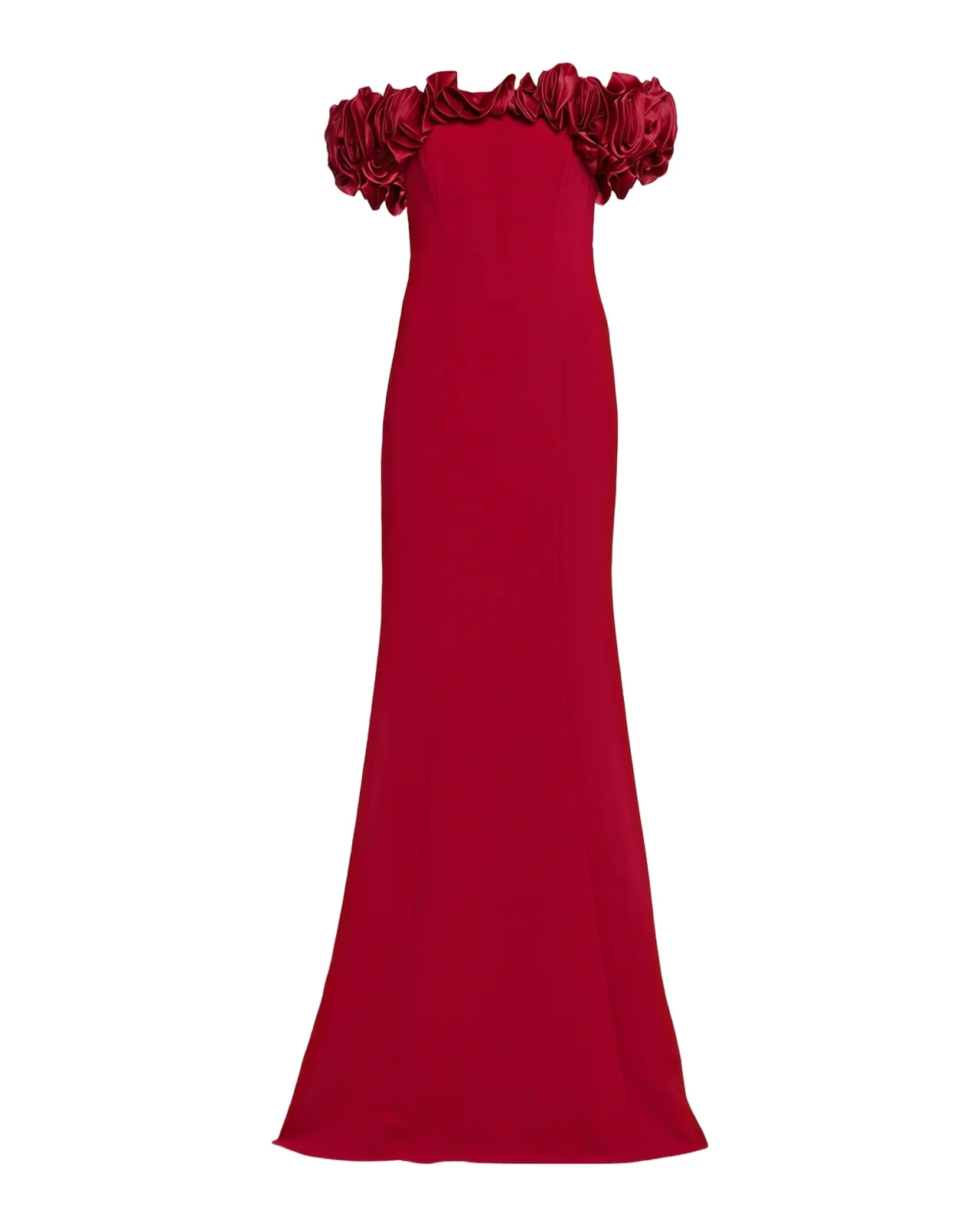 Ruffle Off-Shoulder Crepe Gown