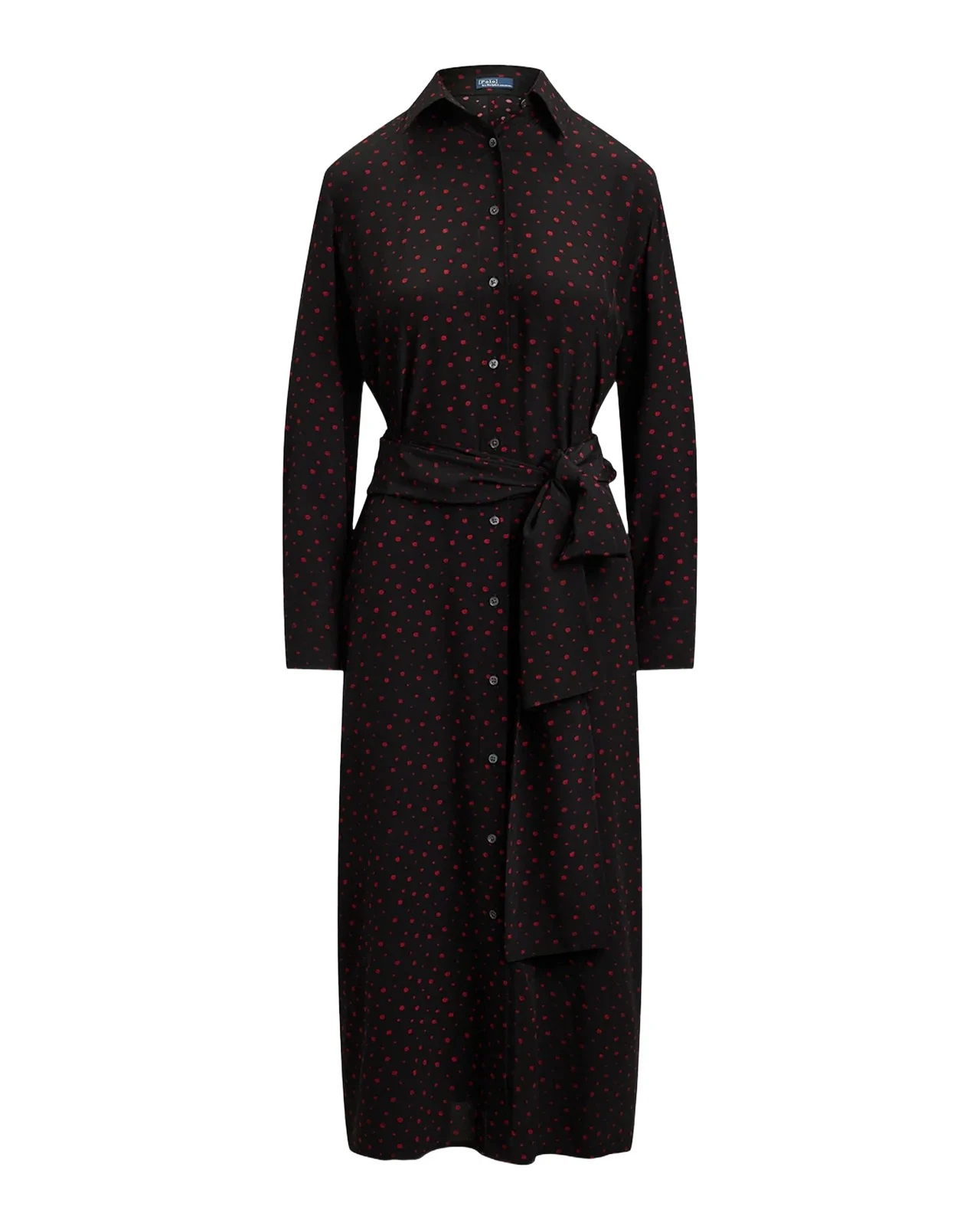 Printed Crepe Tie-Waist Shirtdress