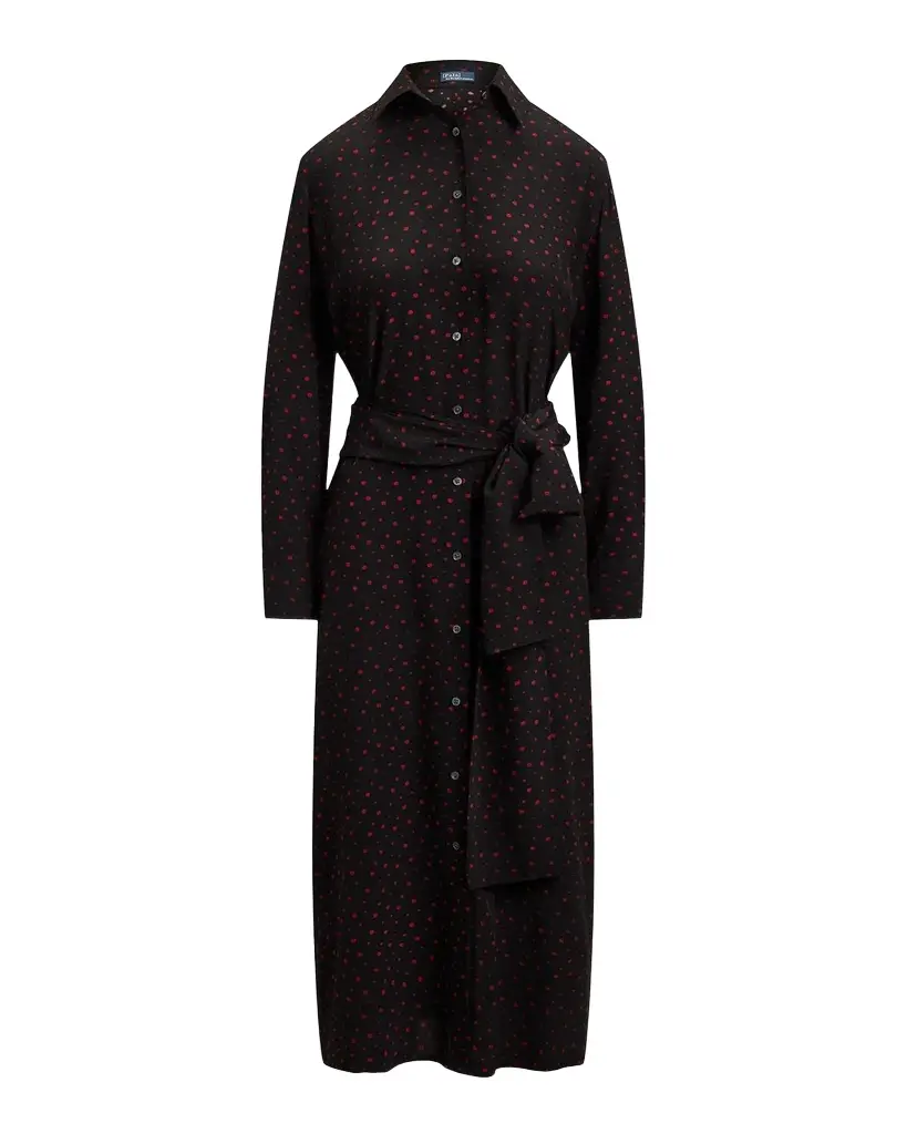 Printed Crepe Tie-Waist Shirtdress Printed Crepe Tie-Waist Shirtdress