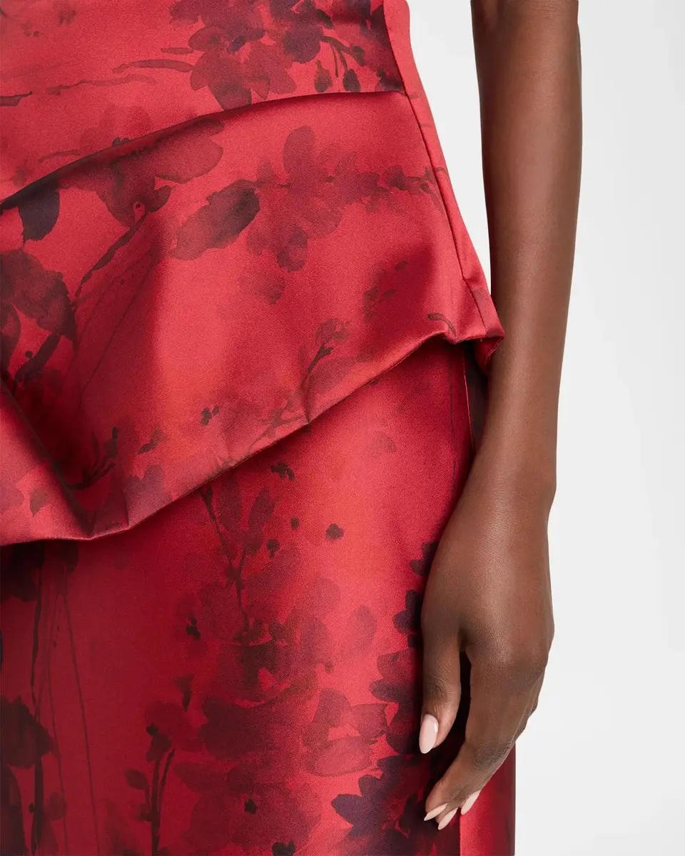 Rickie Freeman for Teri Jon Satin Floral One-Shoulder Gown | Thumbnail 5 Rickie Freeman for Teri Jon Satin Floral One-Shoulder Gown | Thumbnail 5
