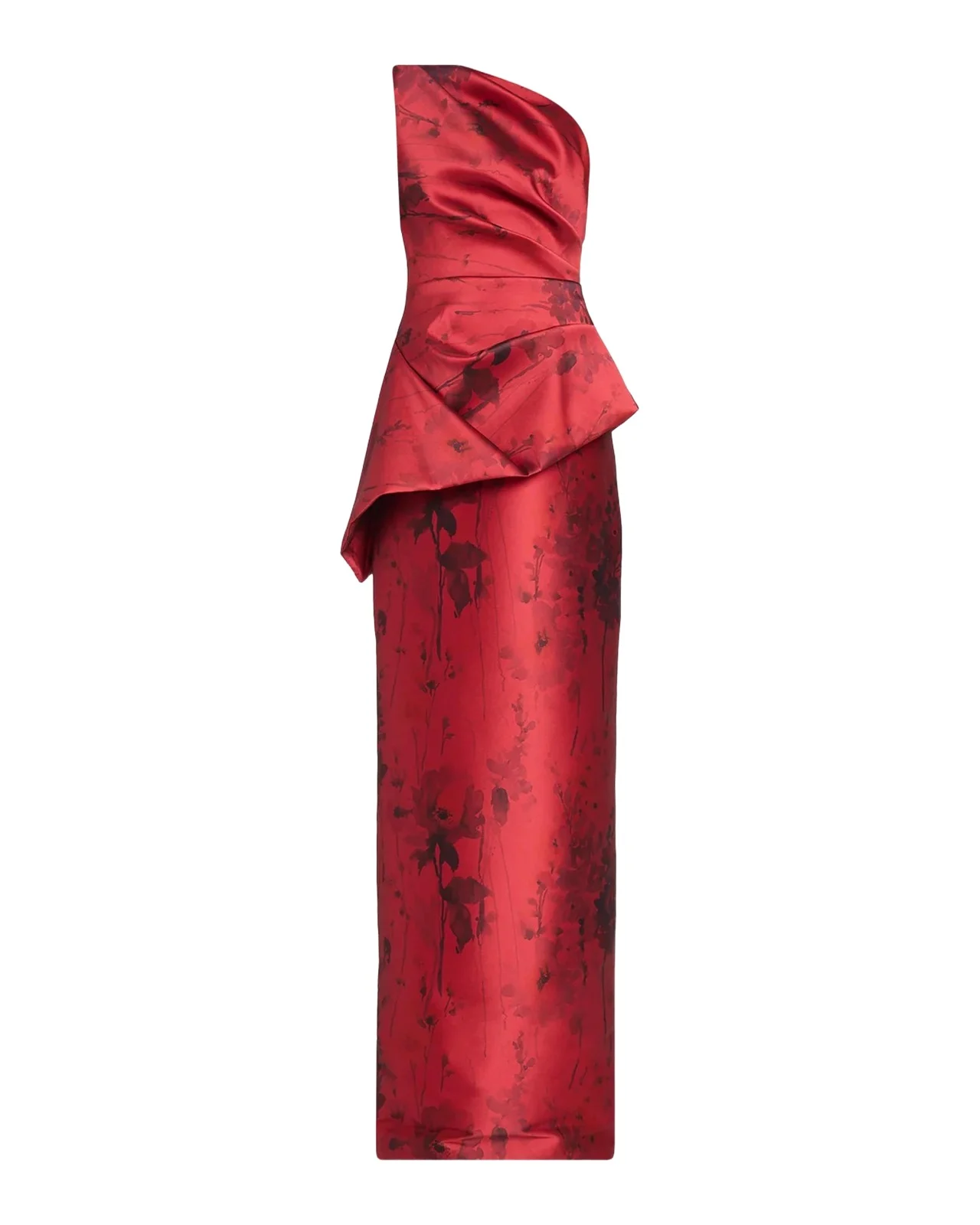 Satin Floral One-Shoulder Gown