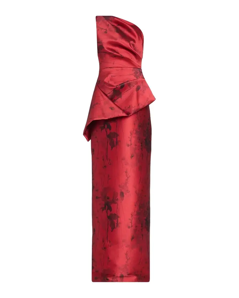 Satin Floral One-Shoulder Gown Satin Floral One-Shoulder Gown