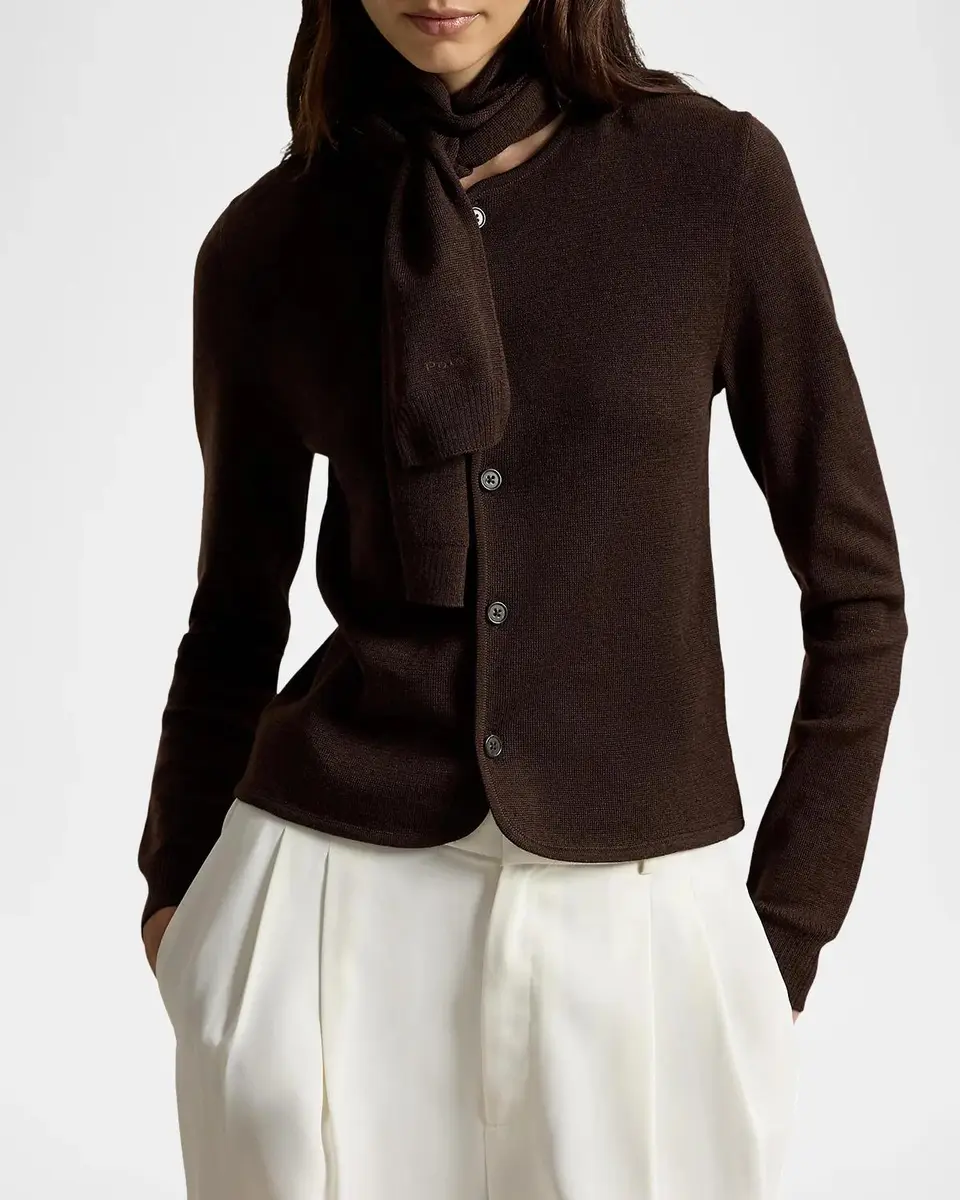 Polo Ralph Lauren Tie-Scarf Wool Cardigan | Thumbnail 4