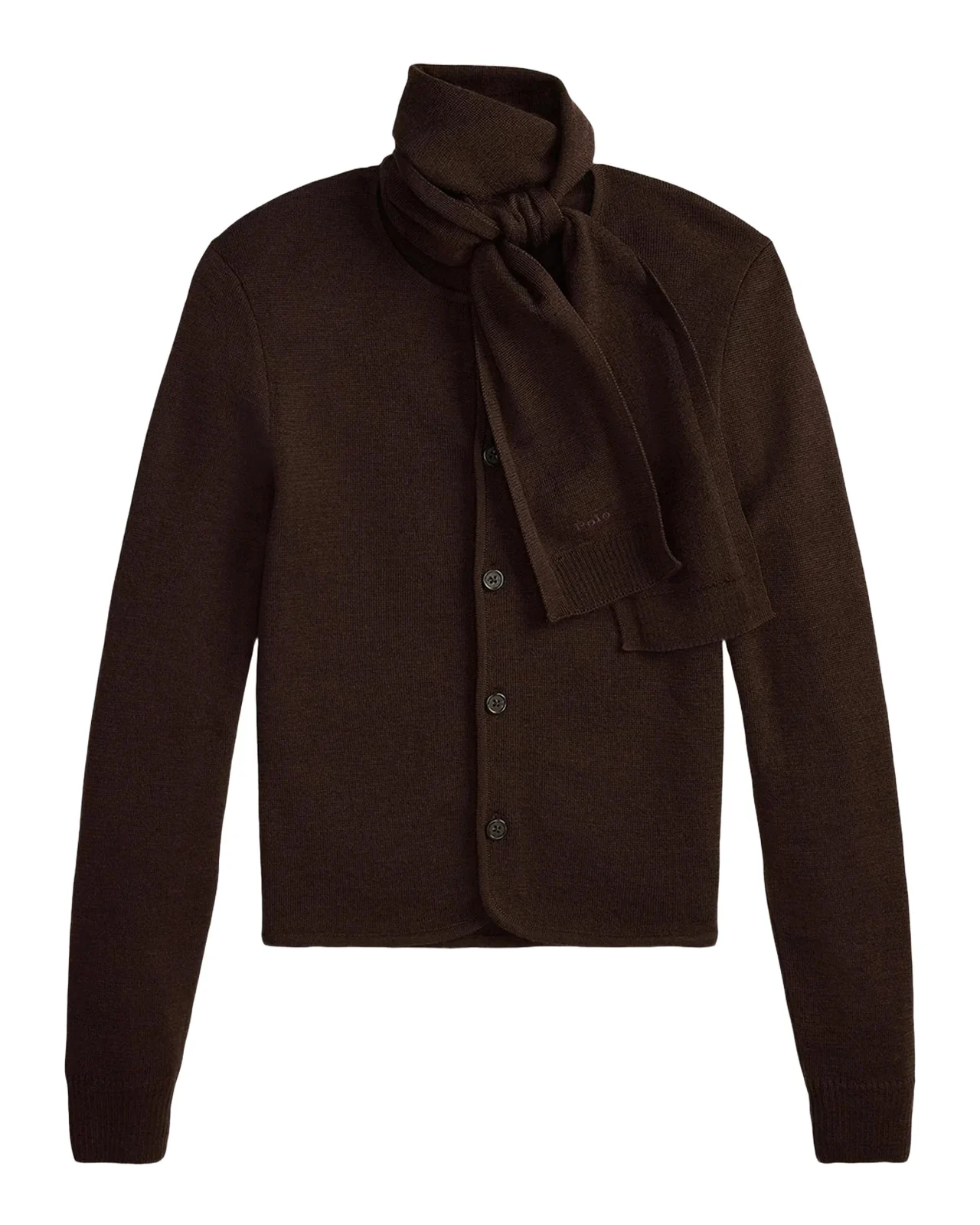 Tie-Scarf Wool Cardigan