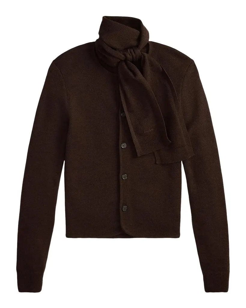 Tie-Scarf Wool Cardigan Tie-Scarf Wool Cardigan
