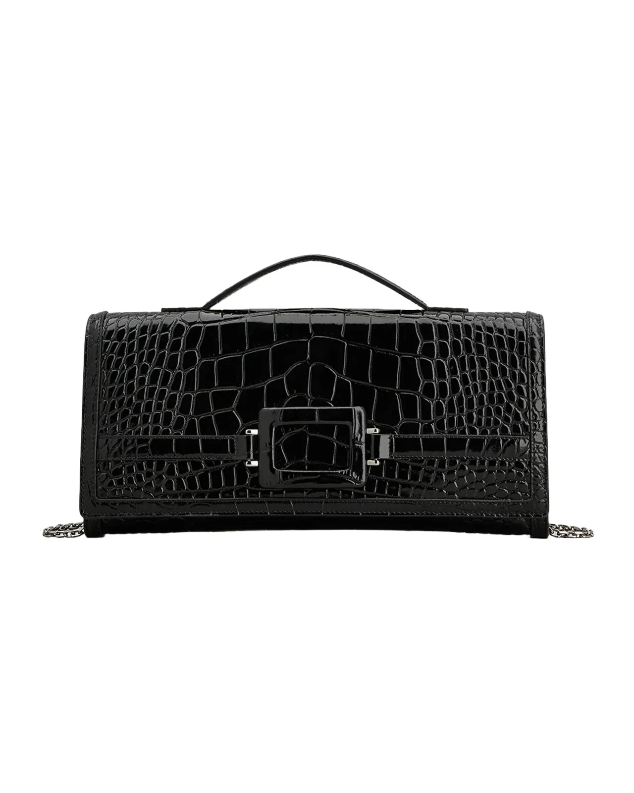 Roger Vivier Belle Vivier Croc-Embossed Leather Clutch Bag