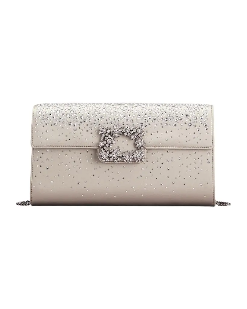 Roger Vivier Crystal Satin Envelope Clutch Bag