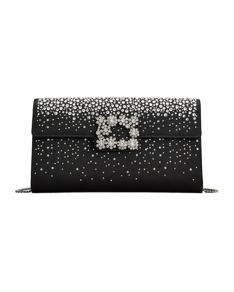 Roger Vivier Crystal Satin Envelope Clutch Bag