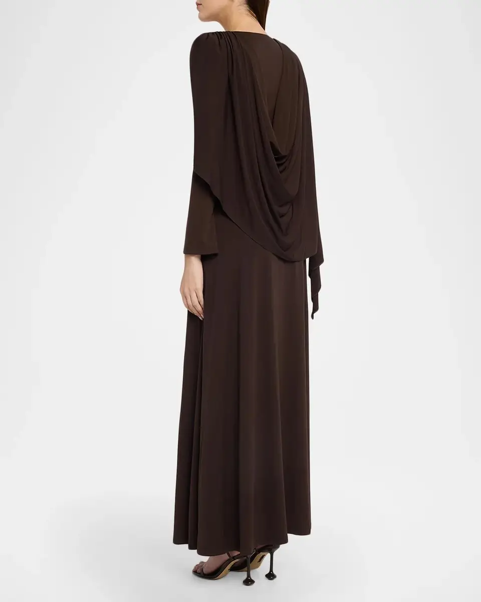 Kate Barton Aura Plunging Cape Jersey Maxi Dress | Thumbnail 3 Kate Barton Aura Plunging Cape Jersey Maxi Dress | Thumbnail 3