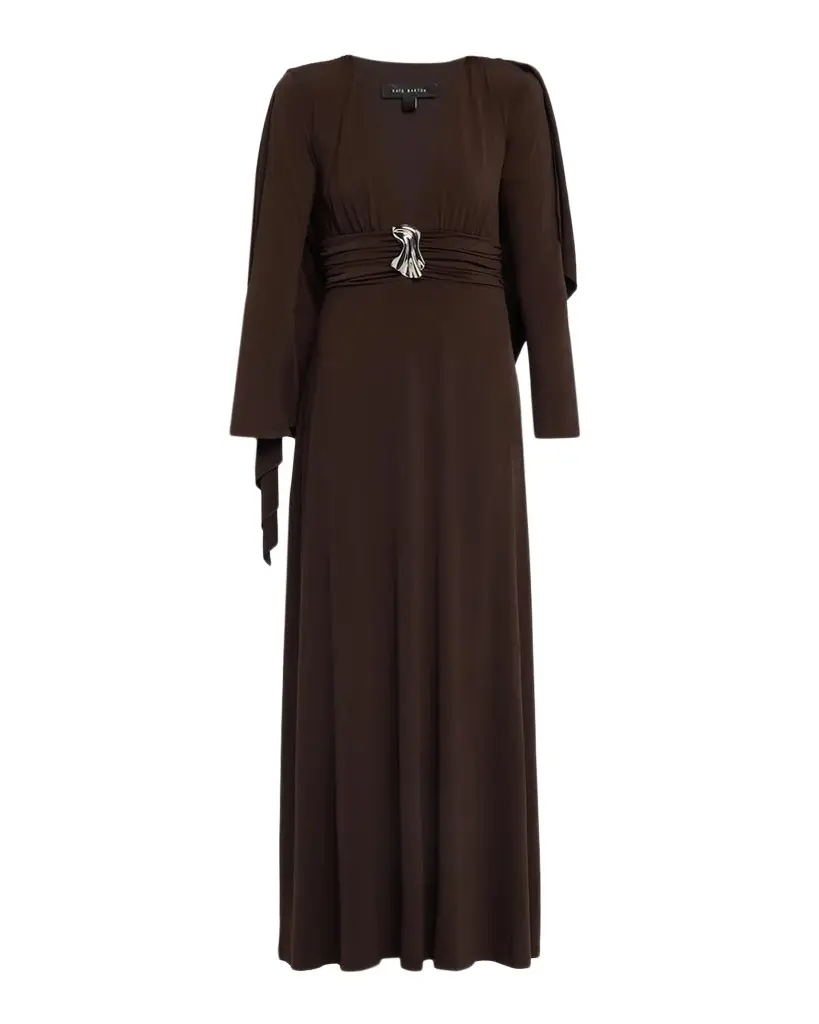 Aura Plunging Cape Jersey Maxi Dress Aura Plunging Cape Jersey Maxi Dress