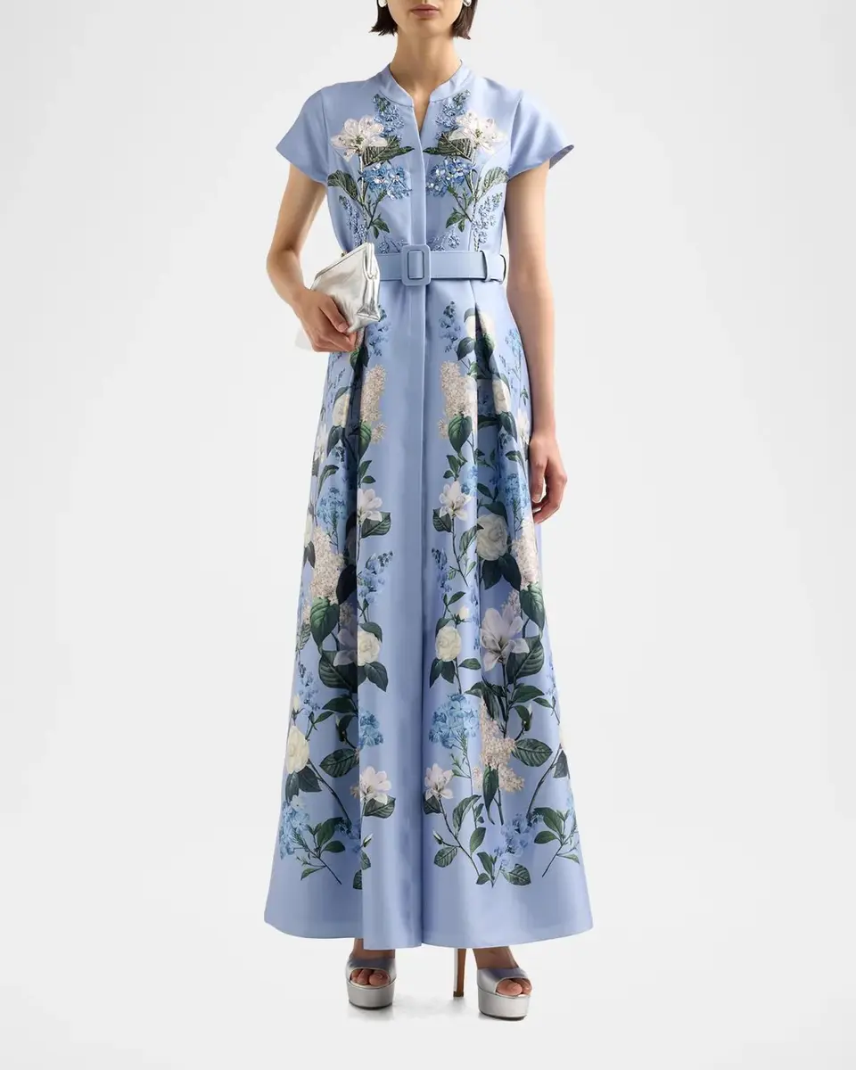 SACHIN & BABI Marta Beaded Floral Belted Shirtwaist Gown | Thumbnail 2 SACHIN & BABI Marta Beaded Floral Belted Shirtwaist Gown | Thumbnail 2