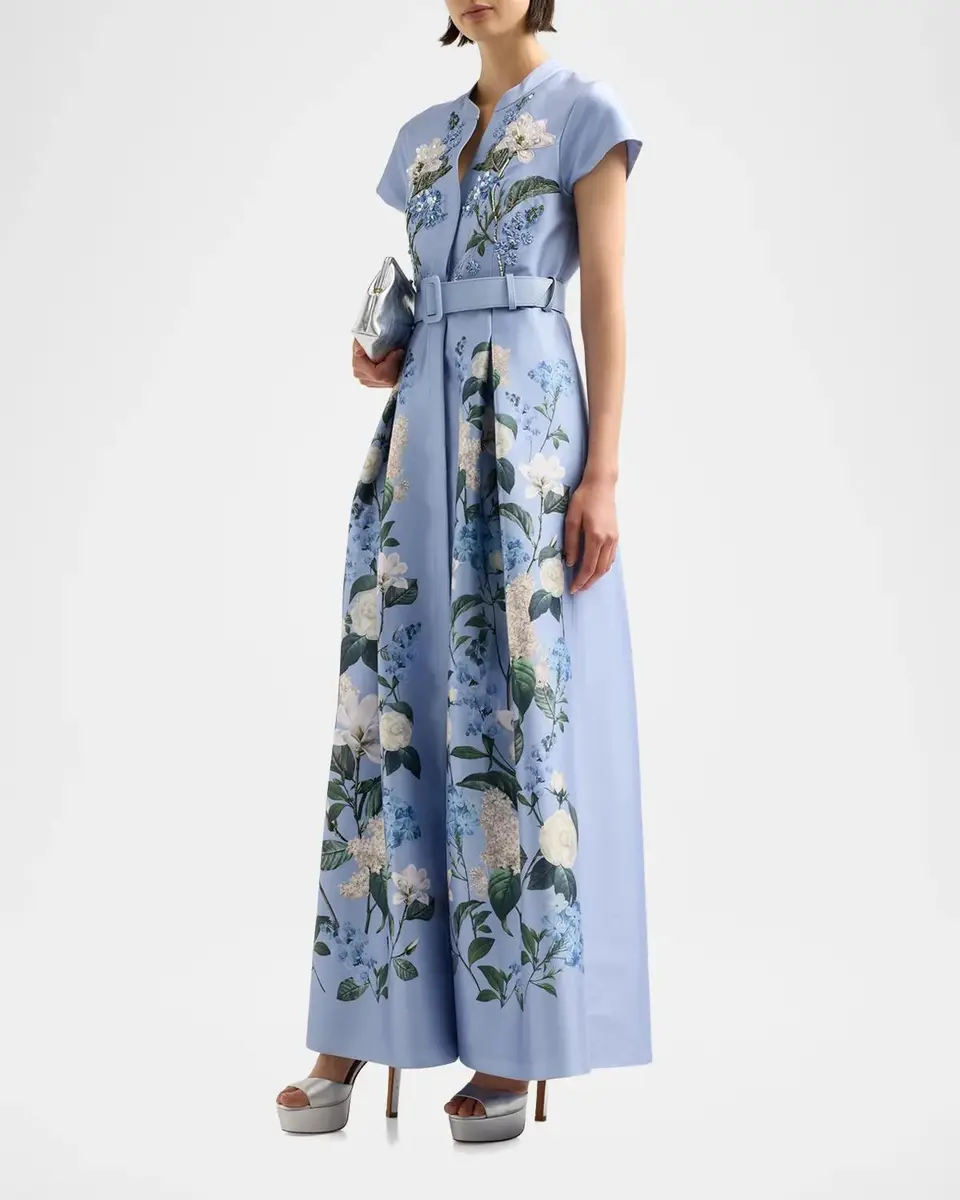 SACHIN & BABI Marta Beaded Floral Belted Shirtwaist Gown | Thumbnail 4 SACHIN & BABI Marta Beaded Floral Belted Shirtwaist Gown | Thumbnail 4