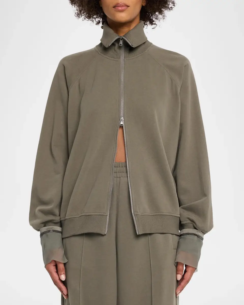 Brunello Cucinelli Monili Silk Cuffs Travel Zip-Up Jacket | Thumbnail 4 Brunello Cucinelli Monili Silk Cuffs Travel Zip-Up Jacket | Thumbnail 4