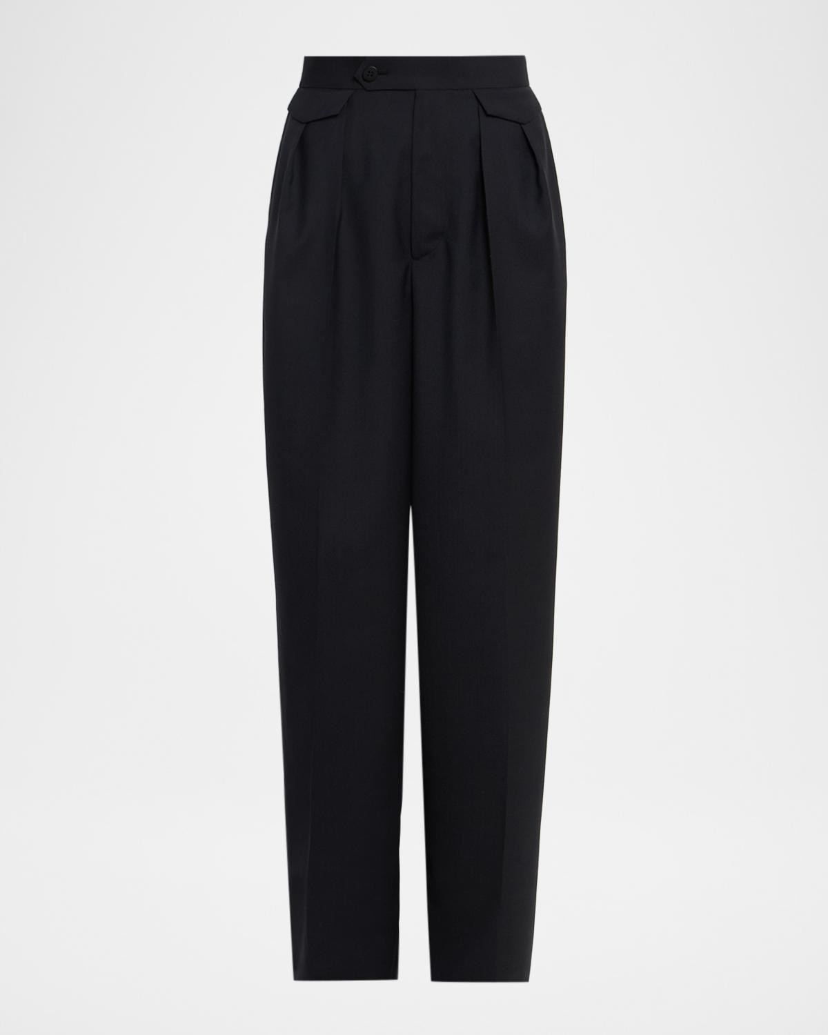 Issey Miyake Honest Ensemble Wool-Blend Pleated Trousers
