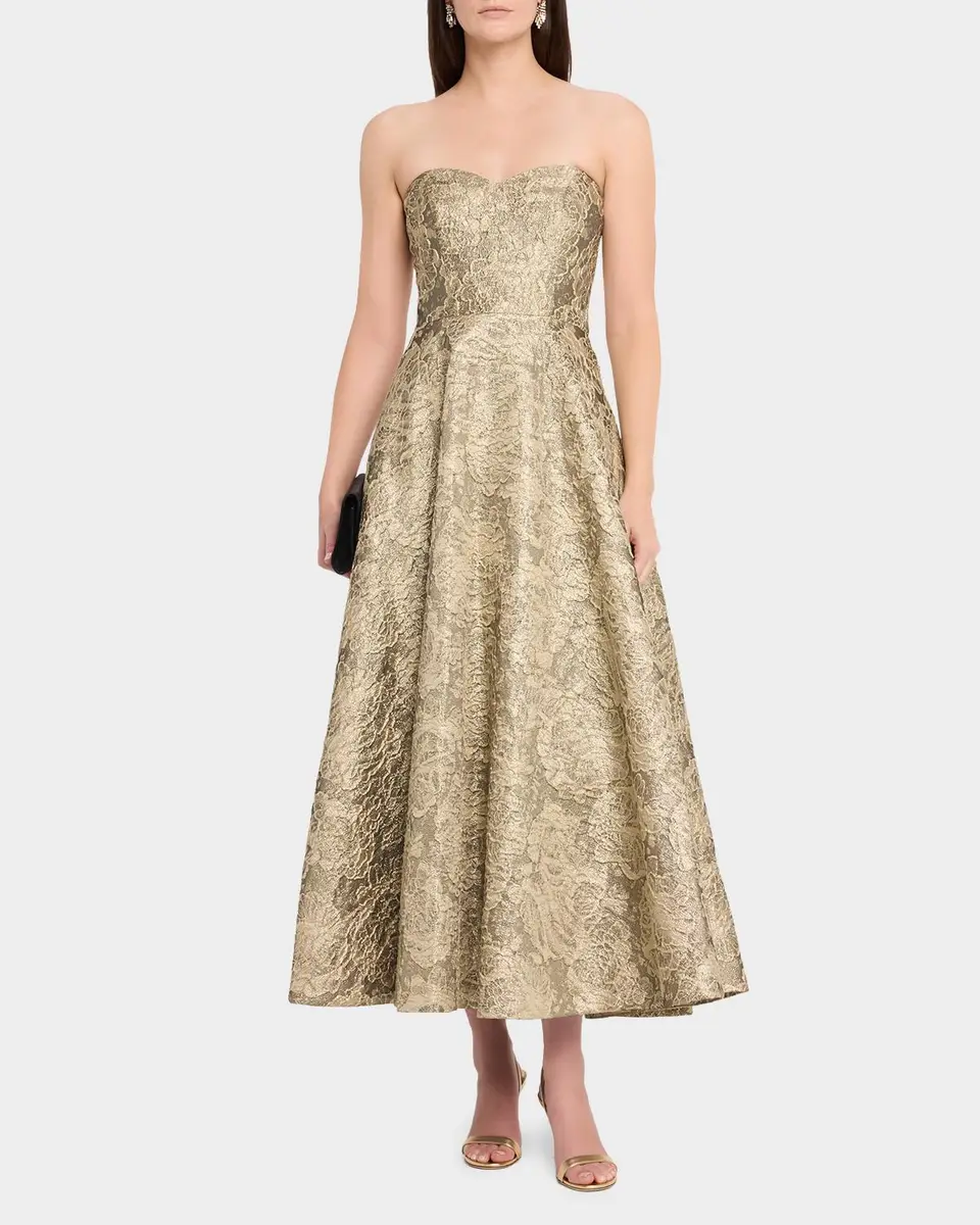 THEIA Dakota Strapless Metallic Jacquard Gown | Thumbnail 2 THEIA Dakota Strapless Metallic Jacquard Gown | Thumbnail 2