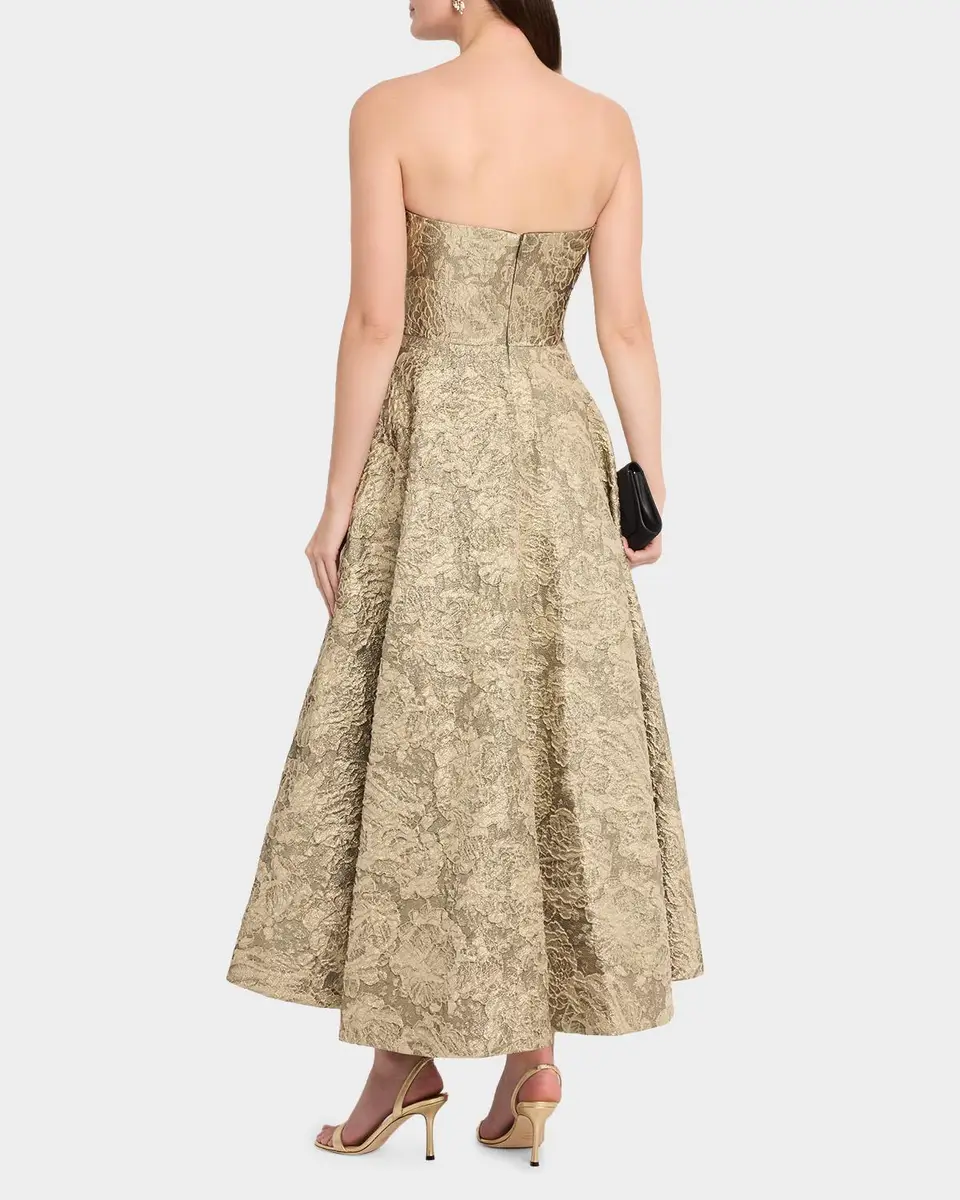 THEIA Dakota Strapless Metallic Jacquard Gown | Thumbnail 3 THEIA Dakota Strapless Metallic Jacquard Gown | Thumbnail 3
