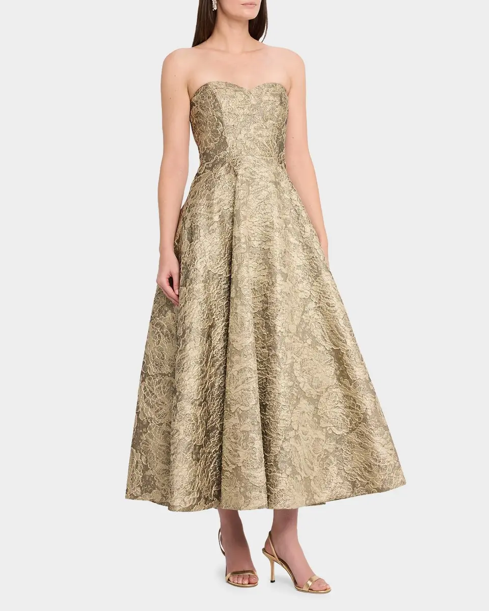 THEIA Dakota Strapless Metallic Jacquard Gown | Thumbnail 4 THEIA Dakota Strapless Metallic Jacquard Gown | Thumbnail 4