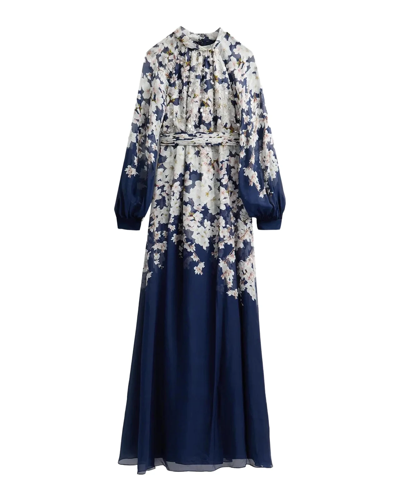 SACHIN & BABI Valeria Floral Print Embellished Gown