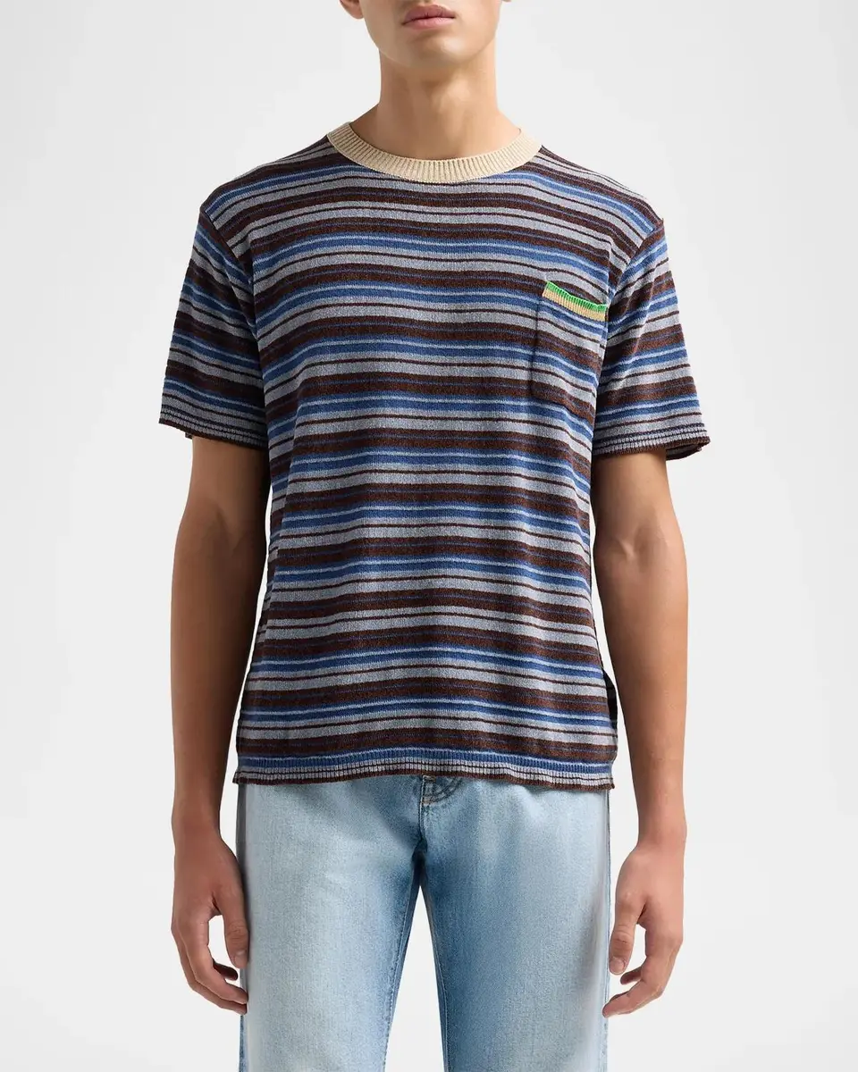 Maison Margiela Men's Striped Knit Crewneck T-Shirt | Thumbnail 4 Maison Margiela Men's Striped Knit Crewneck T-Shirt | Thumbnail 4