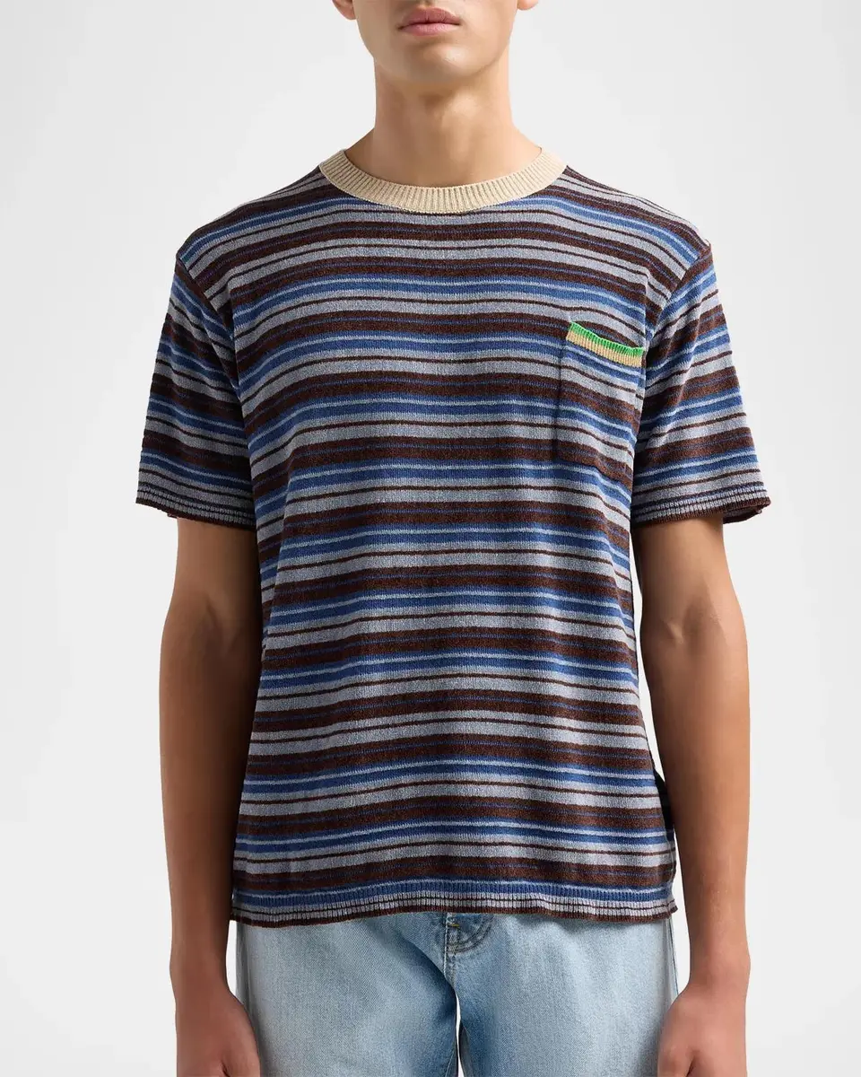 Maison Margiela Men's Striped Knit Crewneck T-Shirt | Thumbnail 5 Maison Margiela Men's Striped Knit Crewneck T-Shirt | Thumbnail 5