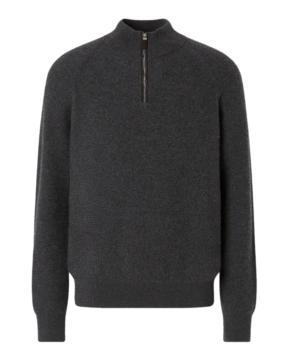 Zegna Men's 14GG Oasi Cashmere Mock Neck Quarter-Zip Sweater | Thumbnail 2 Zegna Men's 14GG Oasi Cashmere Mock Neck Quarter-Zip Sweater | Thumbnail 2