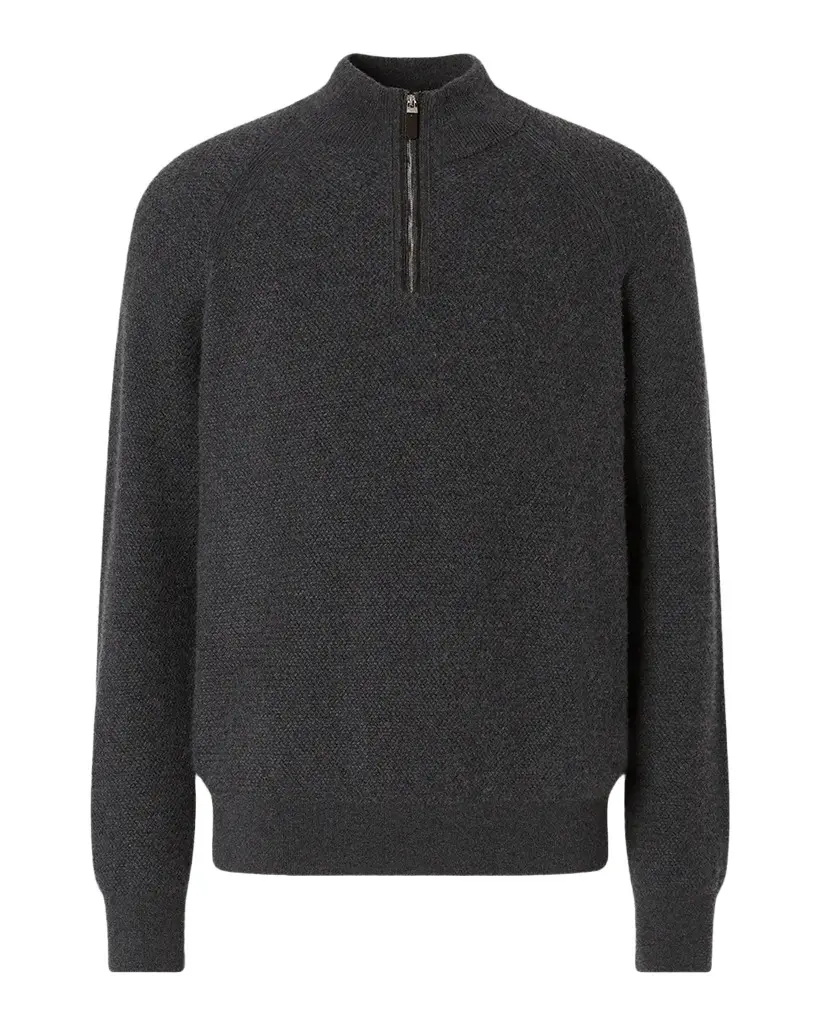 Zegna Men's 14GG Oasi Cashmere Mock Neck Quarter-Zip Sweater