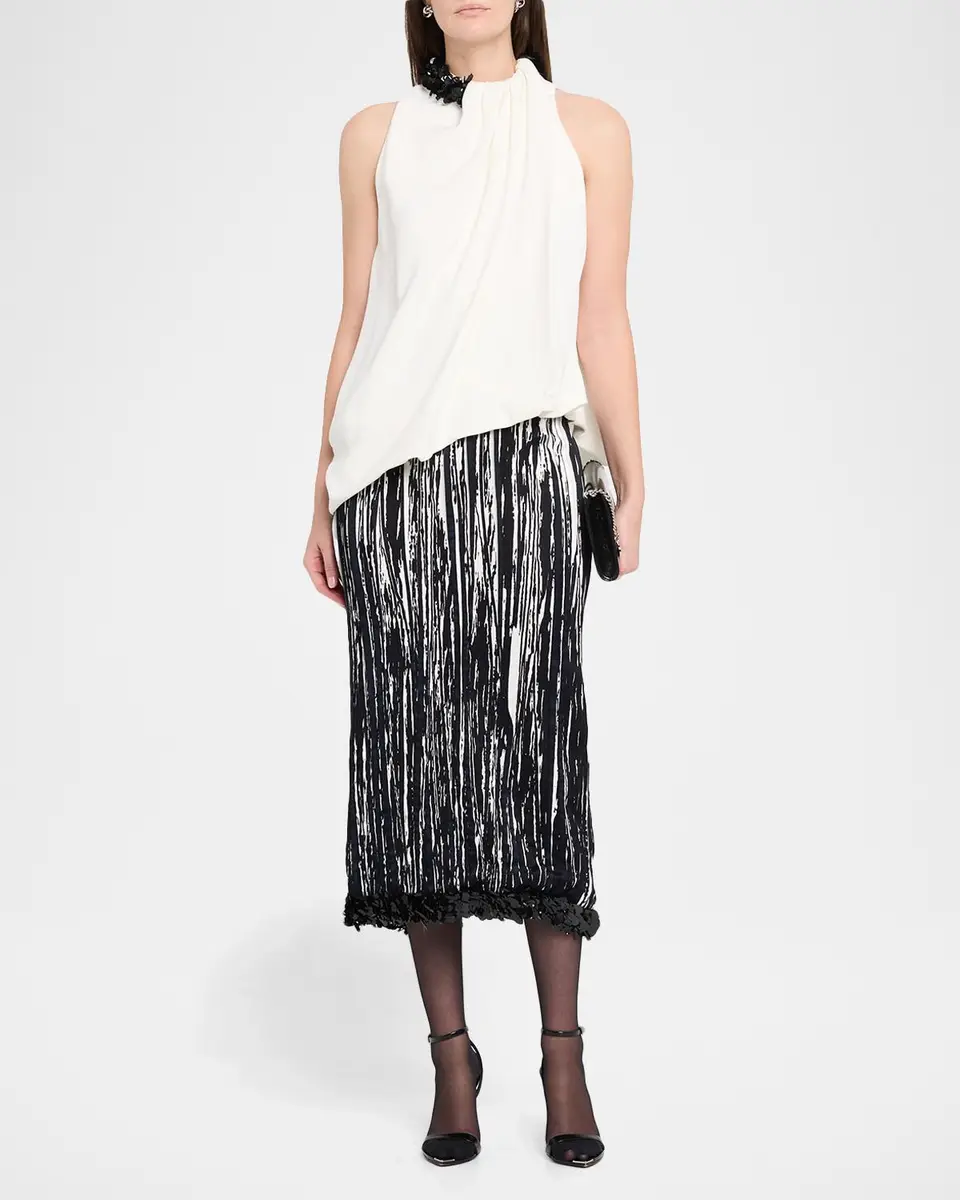 Brandon Maxwell Sinclair Sequin-Trim Midi Pencil Skirt | Thumbnail 2 Brandon Maxwell Sinclair Sequin-Trim Midi Pencil Skirt | Thumbnail 2