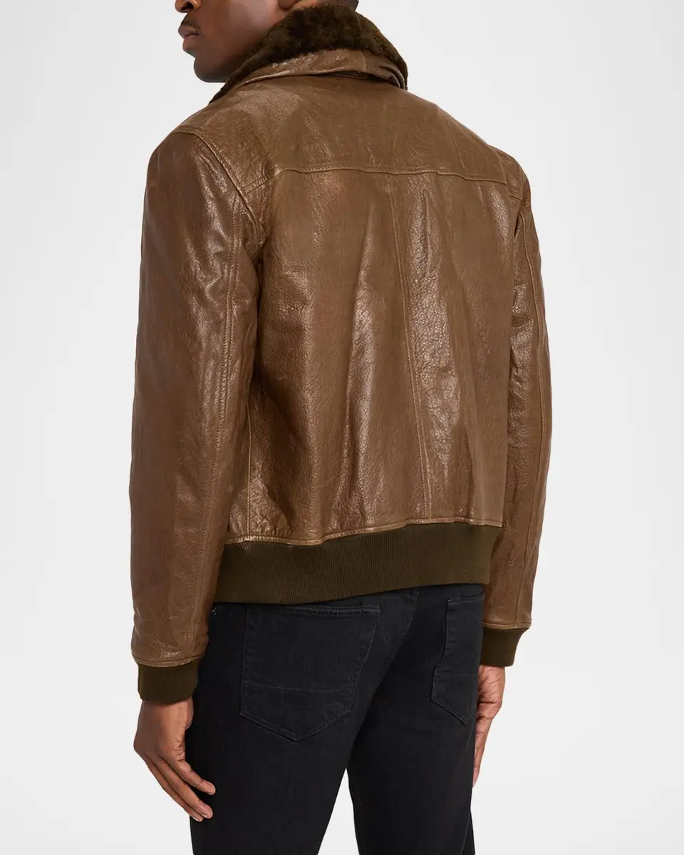 Simkhai Men's Anderson Shearling-Collar Leather Jacket | Thumbnail 3 Simkhai Men's Anderson Shearling-Collar Leather Jacket | Thumbnail 3